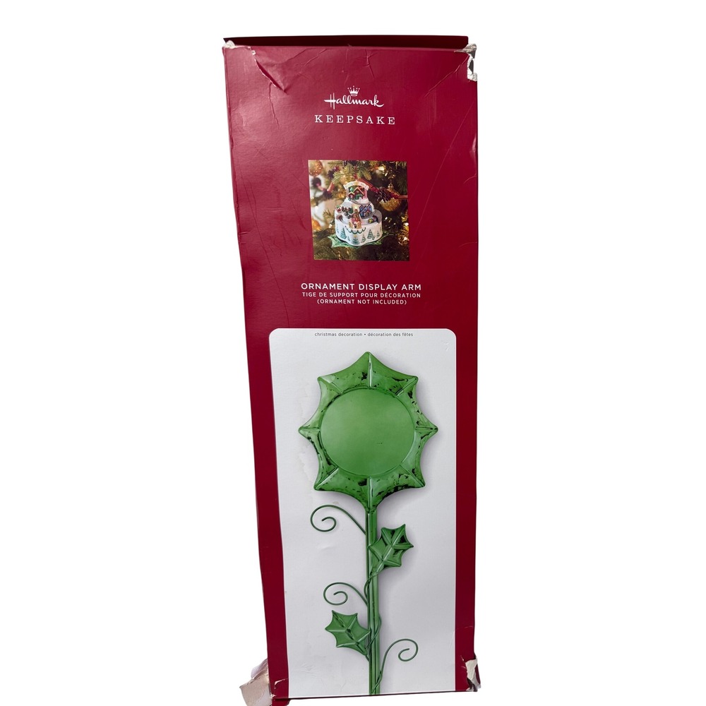 Hallmark Keepsake Ornament Display Arm Green Metal Holly Leaf Adjustable QSB6232